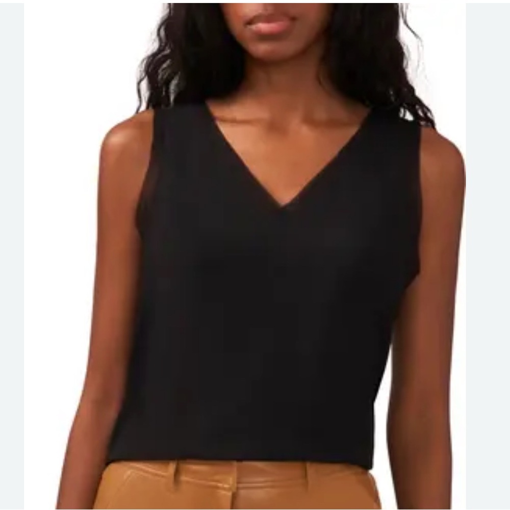 Halogen Black Raw Edge V-Neck Tank Top. NWOT.